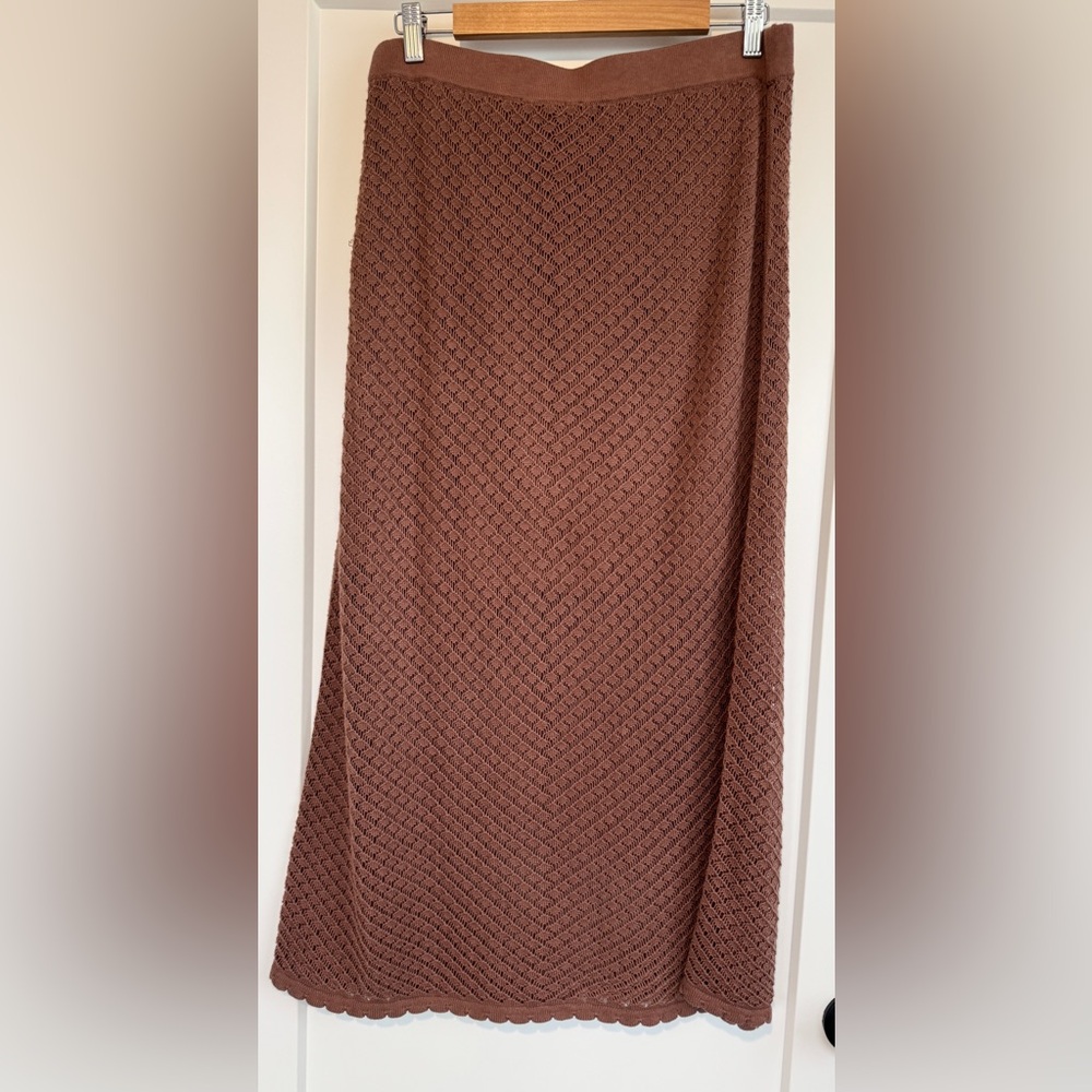Everlane Lace Knit Brown Midi Skirt - Picture 4 of 7